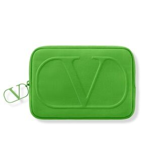 Green Valentino Zipper Cosmetic Pouch